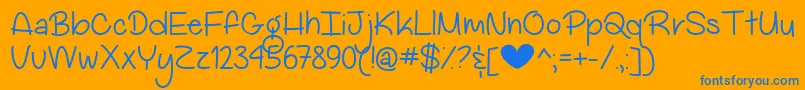 MyBigHeartDemo Font – Blue Fonts on Orange Background