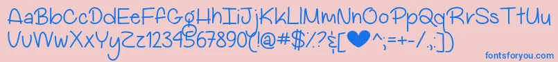 MyBigHeartDemo-Schriftart – Blaue Schriften auf rosa Hintergrund