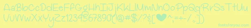 MyBigHeartDemo Font – Green Fonts on Yellow Background