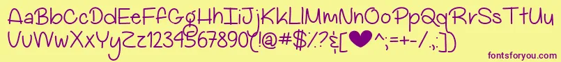 MyBigHeartDemo Font – Purple Fonts on Yellow Background