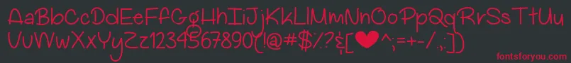 MyBigHeartDemo Font – Red Fonts on Black Background
