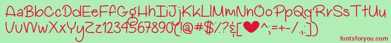 MyBigHeartDemo Font – Red Fonts on Green Background