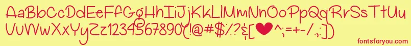 Fonte MyBigHeartDemo – fontes vermelhas em um fundo amarelo