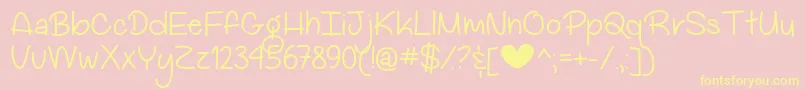 MyBigHeartDemo-Schriftart – Gelbe Schriften auf rosa Hintergrund