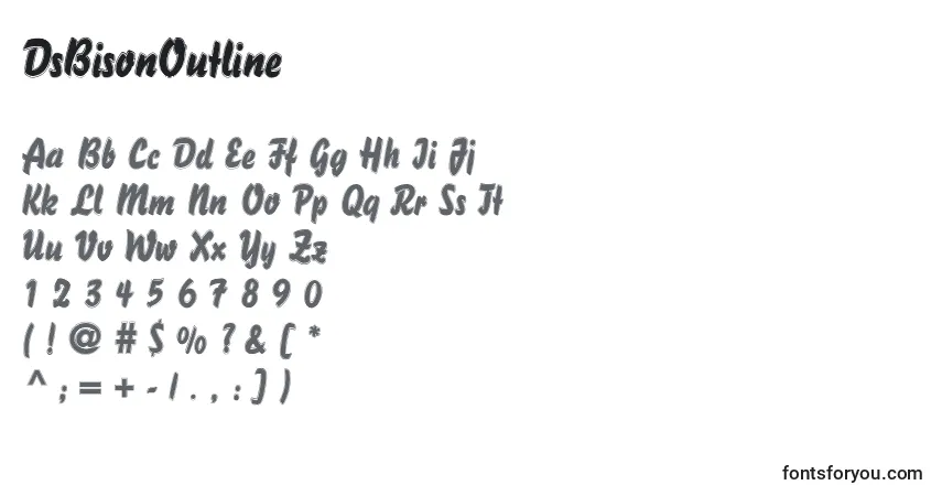 A fonte DsBisonOutline – alfabeto, números, caracteres especiais