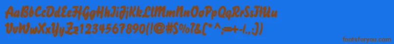 フォントDsBisonOutline – 茶色の文字が青い背景にあります。
