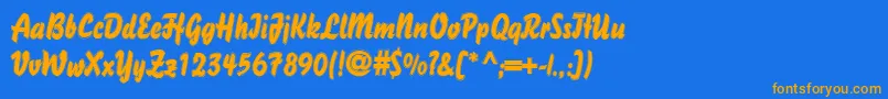 フォントDsBisonOutline – オレンジ色の文字が青い背景にあります。