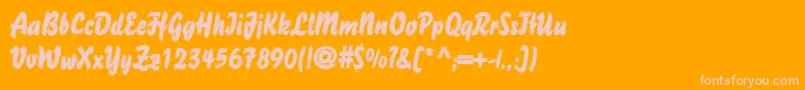 DsBisonOutline-Schriftart – Rosa Schriften auf orangefarbenem Hintergrund