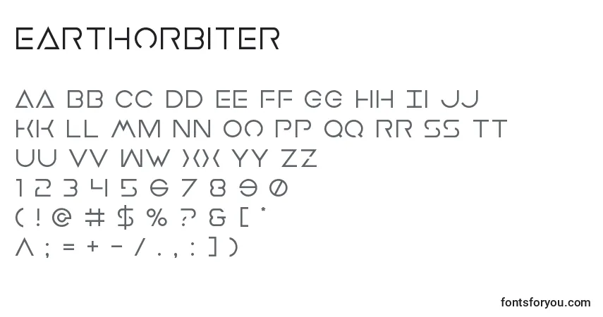 Schriftart Earthorbiter – Alphabet, Zahlen, spezielle Symbole