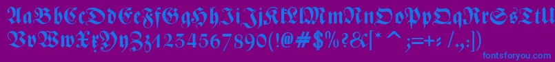 ZentenarFrakturOsfBold-Schriftart – Blaue Schriften auf violettem Hintergrund