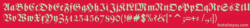 ZentenarFrakturOsfBold Font – Green Fonts on Red Background