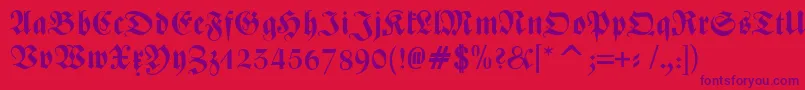 ZentenarFrakturOsfBold-Schriftart – Violette Schriften auf rotem Hintergrund