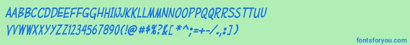 MufferawcdItalic Font – Blue Fonts on Green Background