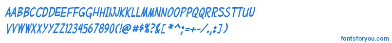 フォントMufferawcdItalic – 白い背景に青い文字