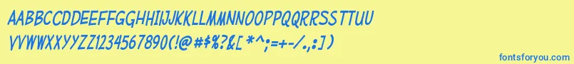 MufferawcdItalic Font – Blue Fonts on Yellow Background