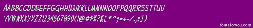 MufferawcdItalic Font – Green Fonts on Purple Background