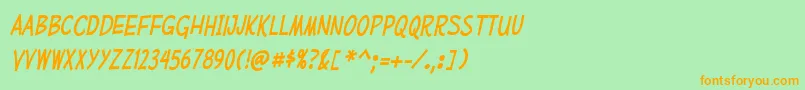 MufferawcdItalic Font – Orange Fonts on Green Background