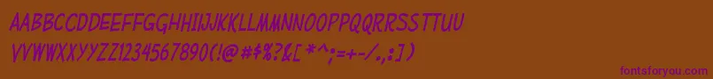 MufferawcdItalic Font – Purple Fonts on Brown Background