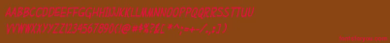 MufferawcdItalic Font – Red Fonts on Brown Background