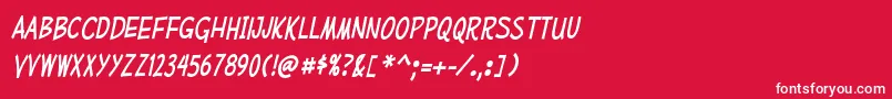 Fonte MufferawcdItalic – fontes brancas em um fundo vermelho