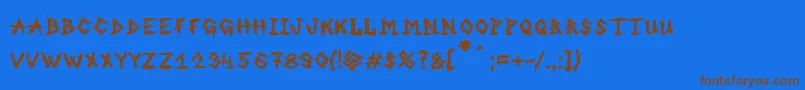 MbAnOldWitch-Schriftart – Braune Schriften auf blauem Hintergrund