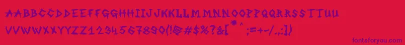 MbAnOldWitch-Schriftart – Violette Schriften auf rotem Hintergrund