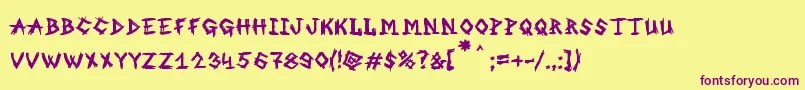 MbAnOldWitch Font – Purple Fonts on Yellow Background