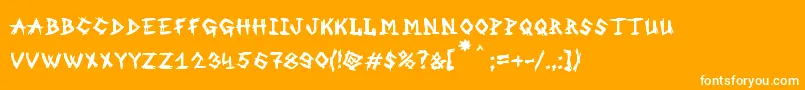 MbAnOldWitch-Schriftart – Weiße Schriften auf orangefarbenem Hintergrund