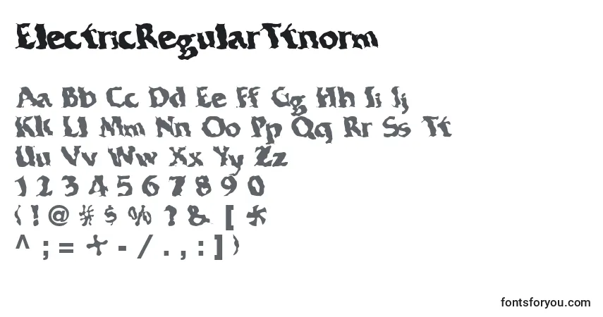 Schriftart ElectricRegularTtnorm – Alphabet, Zahlen, spezielle Symbole