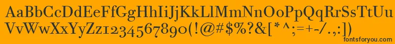 BodoniTwelveOsItcTtBook-fontti – mustat fontit oranssilla taustalla