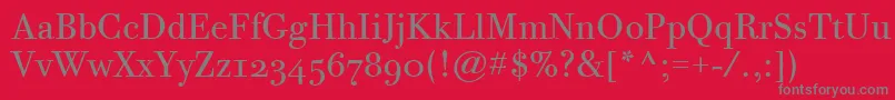 フォントBodoniTwelveOsItcTtBook – 赤い背景に灰色の文字
