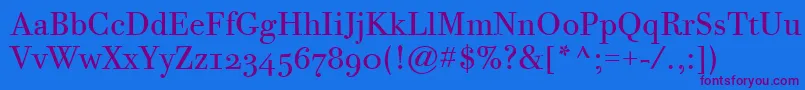BodoniTwelveOsItcTtBook Font – Purple Fonts on Blue Background