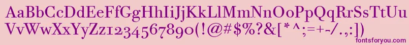 BodoniTwelveOsItcTtBook Font – Purple Fonts on Pink Background