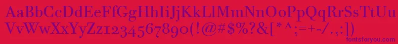 BodoniTwelveOsItcTtBook Font – Purple Fonts on Red Background