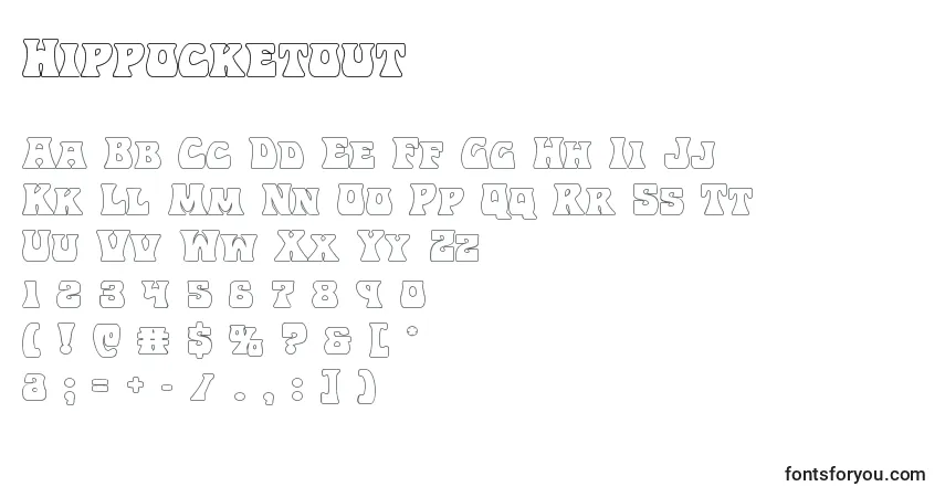 Czcionka Hippocketout – alfabet, cyfry, specjalne znaki