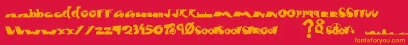 Fontcity-Schriftart – Orangefarbene Schriften auf rotem Hintergrund