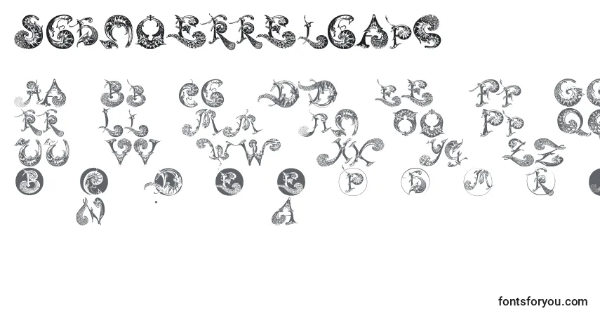 Czcionka Schnoerkelcaps – alfabet, cyfry, specjalne znaki