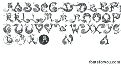 Schnoerkelcaps font – inverted Fonts