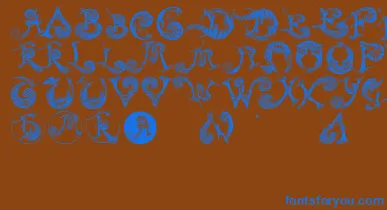 Schnoerkelcaps font – Blue Fonts On Brown Background