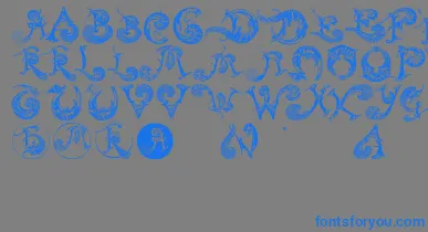 Schnoerkelcaps font – Blue Fonts On Gray Background