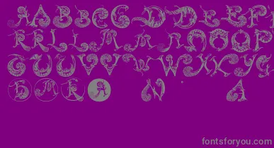 Schnoerkelcaps font – Gray Fonts On Purple Background