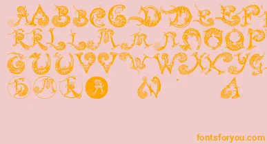 Schnoerkelcaps font – Orange Fonts On Pink Background