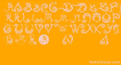 Schnoerkelcaps font – Pink Fonts On Orange Background