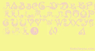 Schnoerkelcaps font – Pink Fonts On Yellow Background