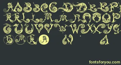 Schnoerkelcaps font – Yellow Fonts On Black Background