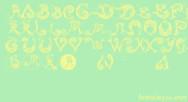 Schnoerkelcaps font – Yellow Fonts On Green Background