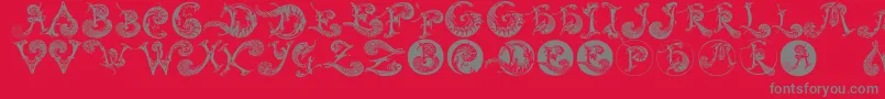 フォントSchnoerkelcaps – 赤い背景に灰色の文字