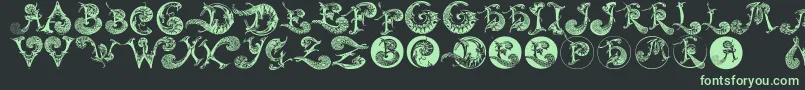 Schnoerkelcaps Font – Green Fonts on Black Background