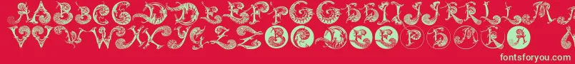 Schnoerkelcaps Font – Green Fonts on Red Background