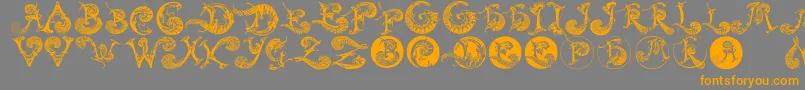 Шрифт Schnoerkelcaps – оранжевые шрифты на сером фоне